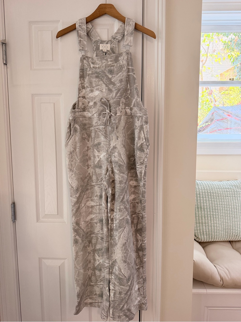 Thread & Supply Neutral Tie-Dye Utility Overalls in Light Gray